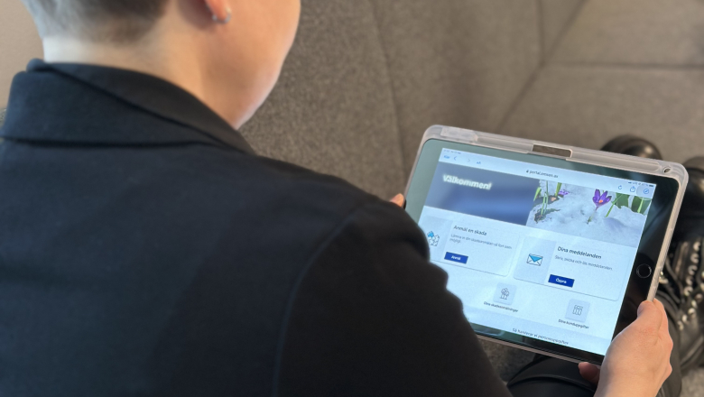 Kvinna tittar på datorskärm